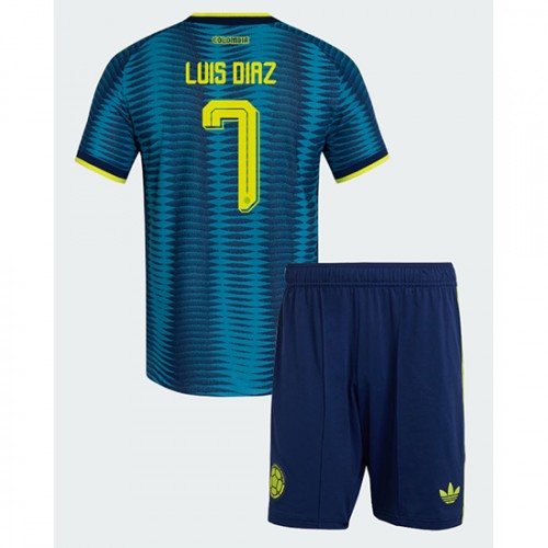 Kolumbia Luis Diaz #7 Vieraspaita Lapsille MM-kisat 2026 Lyhythihainen (+ Lyhyet housut)